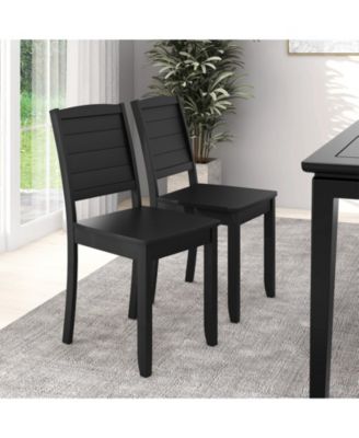 Wood Dining Chair Set of 2 Armless Kitchen Chairs with Rubber Wood Legs