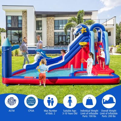 6-In-1 Inflatable Water Park with 735W Blower