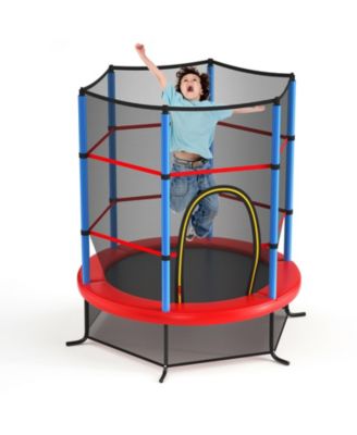 55 Inch Kids Recreational Trampoline Bouncing Jumping Mat with Enclosure Net