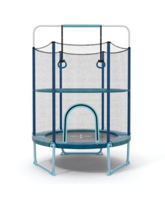 60 Inch Trampoline with Gymnastic Bar and Rings for Kids