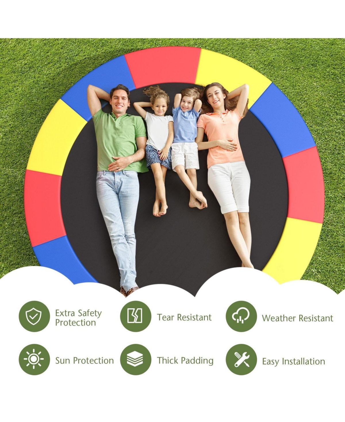 Gouun 12 Feet Waterproof and Tear-Resistant Universal Trampoline Safety Pad Spring Cover