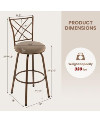 2 Pieces Swivel Pluch Fabrice Cushioned Bar Stool Set