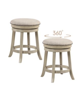 24 Inches Swivel Bar Stools Set of 2 wth Wooden Frame-24 inches
