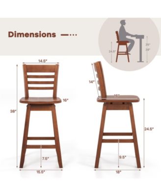 Counter Height Barstools Set of 2 with Footrest for Kitchen Island Bar