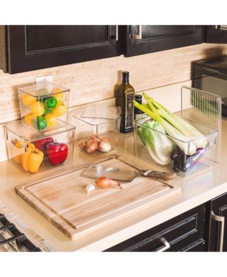 6 Piece Variety Pack Clear Acrylic Storage Bins with Handles and Lids - for Kitchen, Cabinet Organizer, Pantry & Refrigerator