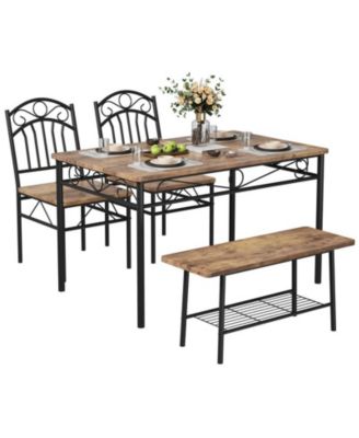 Dining Table Set for 4,Kitchen Table with Chairs Set of 4,Kitchen Table Set with 2 Chairs and Bench,4 Piece Dining Room Table Set
