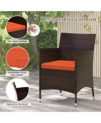 4 Pieces Comfortable Outdoor Rattan Sofa Set with Glass Table