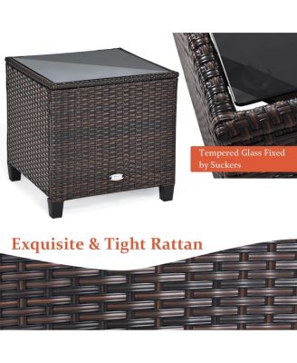 3 Pieces Rattan Patio Furniture Set with Washable Cushion