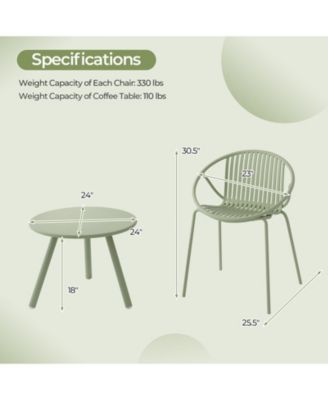 All Weather PP Patio Conversation Set with Round table and 2 Chairs