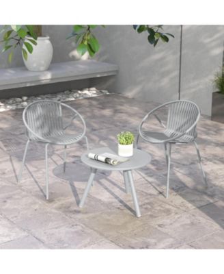 All Weather PP Patio Conversation Set with Round table and 2 Chairs
