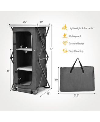 GOUUN Folding Camping Storage Cabinet with 3 Shelves and Carry Bag-L