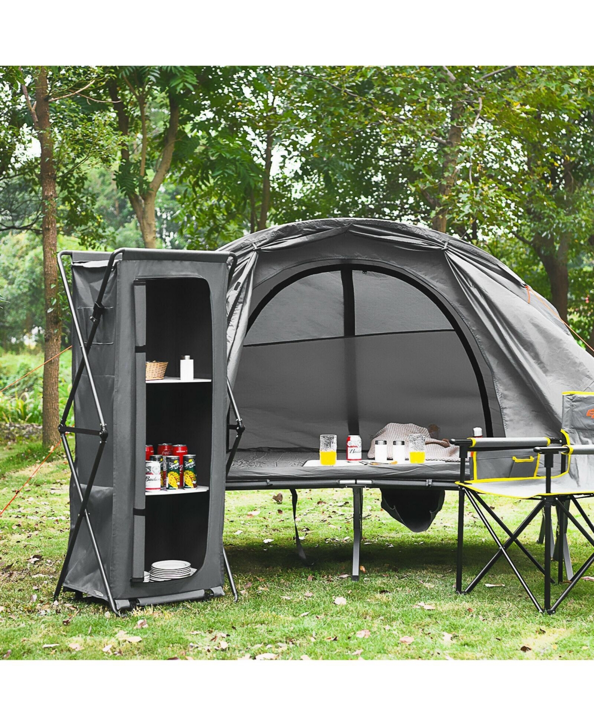 Gouun Folding Camping Storage Cabinet with 3 Shelves and Carry Bag-xl