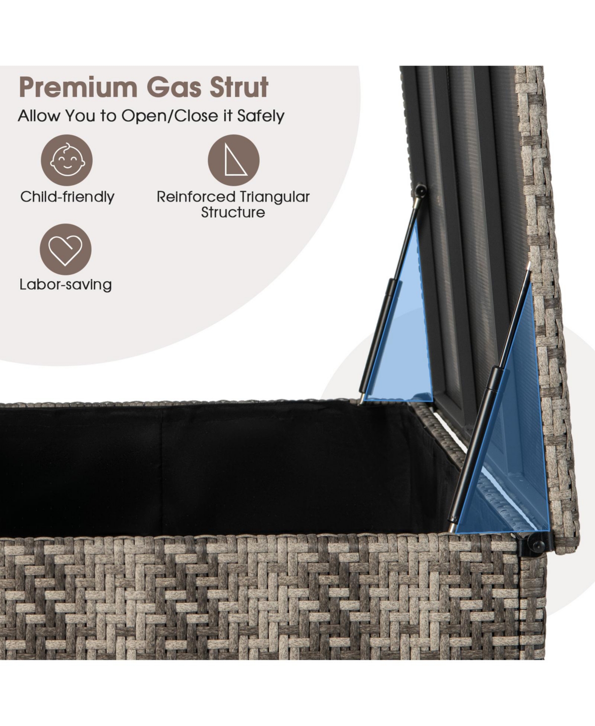 Gouun Gallon Pe Wicker Outdoor Storage Box with 4 Wheels
