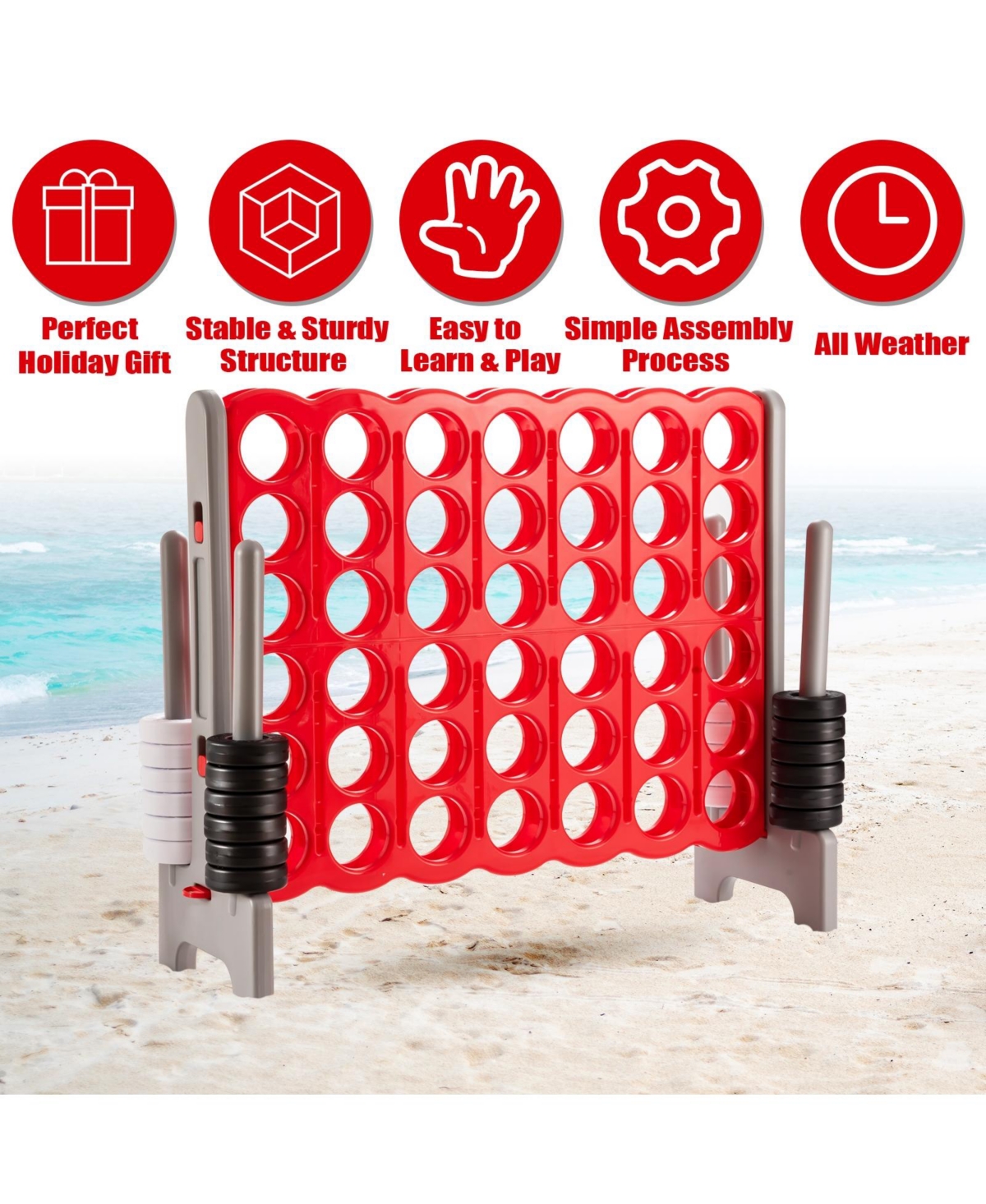 Gouun 3.5 Feet Tall Jumbo 4 to Score Giant Game Set with 42 Jumbo Rings