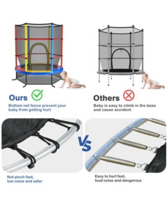 55 Inch Kids Recreational Trampoline Bouncing Jumping Mat with Enclosure Net