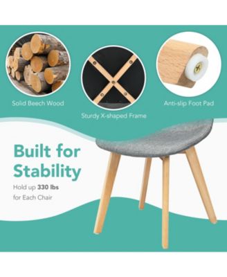 4 Pieces Modern Dining Chair Set with Wood Legs and Fabric Cushion Seat