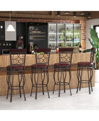2 Pieces 30 Inch 360 Degree Swivel Bar Stools with Leather Padded Seat