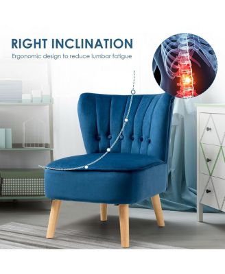 Armless Accent Chair Tufted Velvet Leisure Chair