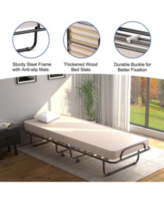 Portable Folding Bed with Memory Foam Mattress and Sturdy Metal Frame