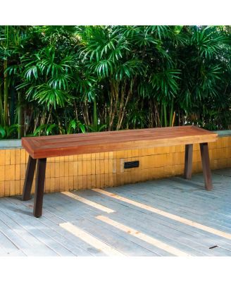 Patio Acacia Wood Dining Bench Seat with Steel Legs