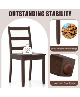 Set of 2 Wood Dining Chairs with Solid Rubber Wood Legs