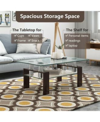 Rectangle Glass Table with Metal Legs