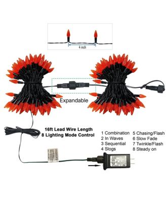 100 LED Green String Lights Indoor Outdoor Waterproof 8 Lighting Modes - 33 ft