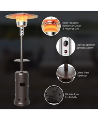 Outdoor Heater Propane Standing LP Gas Steel with Table & Wheels