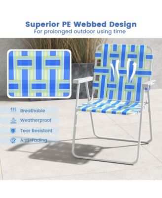 4 Pieces Folding Beach Chair Camping Lawn Webbing Chair