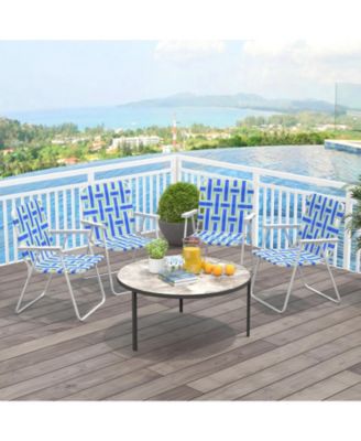 4 Pieces Folding Beach Chair Camping Lawn Webbing Chair