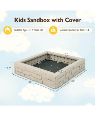 2-In-1 HDPE Kids Sandbox with Cover and Bottom Liner
