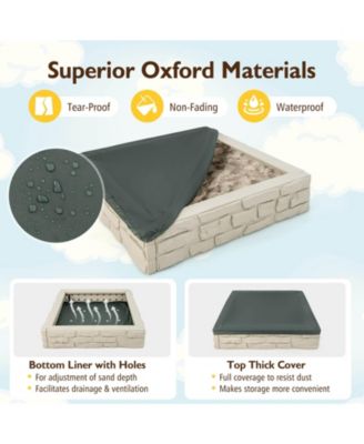 2-In-1 HDPE Kids Sandbox with Cover and Bottom Liner