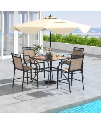 Patio Dining Table for 4 Square Bistro Table with Umbrella Holes