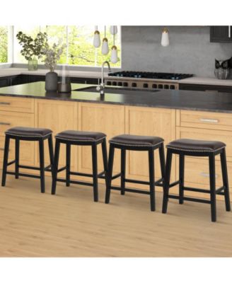 26 Inch Counter Height Bar Stool Set of 2 with Upholstered Seat