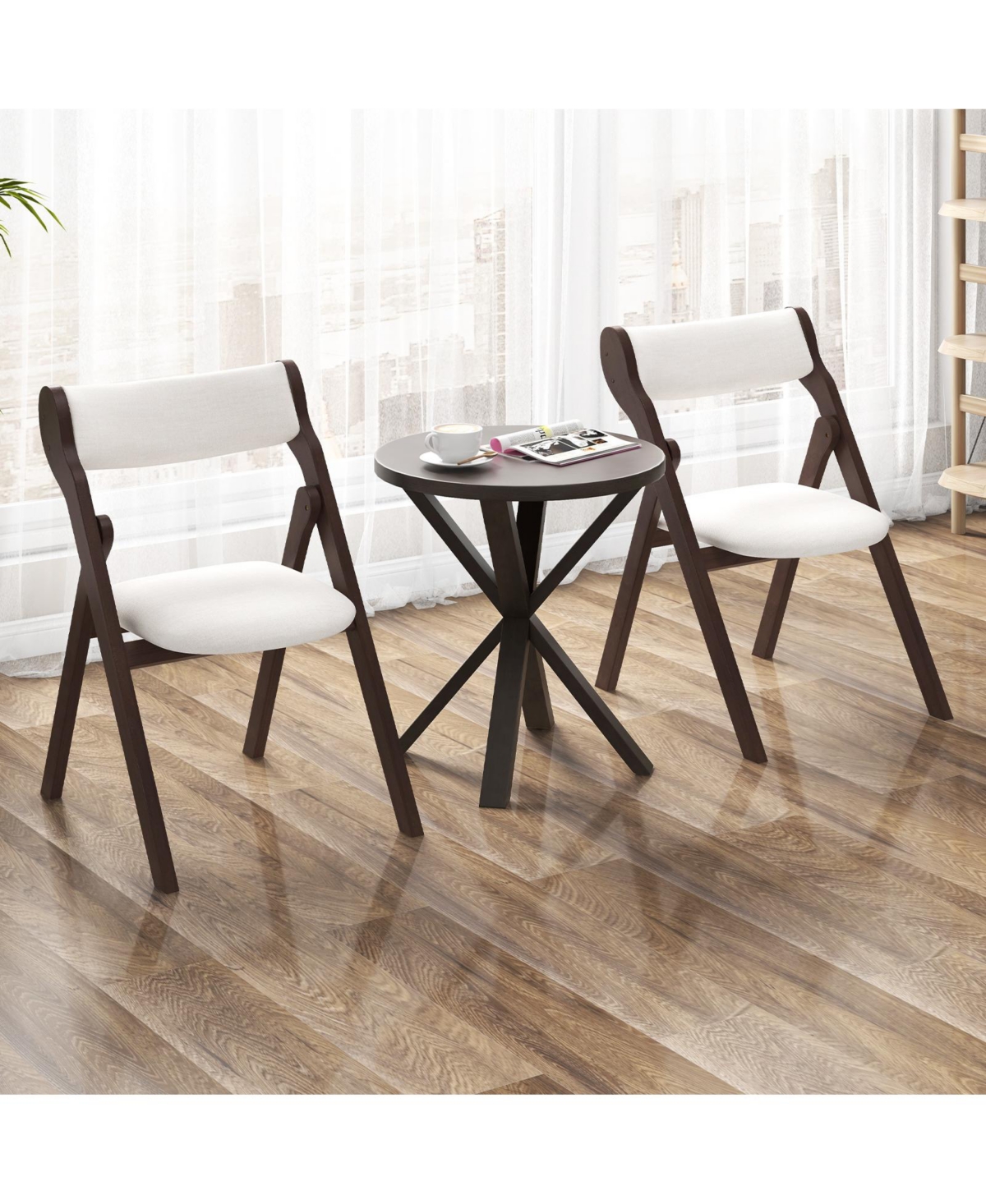 Gouun Set of 2 Folding Chairs with Comfy Padded Backrest and Seat