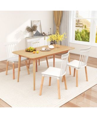 Set of 4 Windsor Dining Chairs with Spindle Backs and Curved Seats