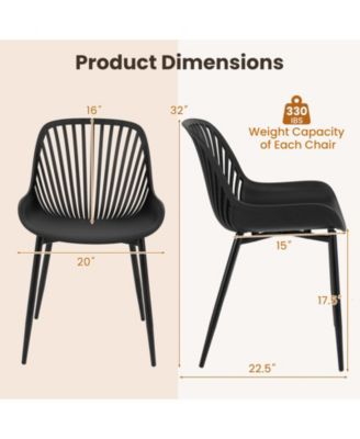 Modern Kitchen Chairs with Metal Legs Cutout Backrest Curved Seat for Dining Room Home Office