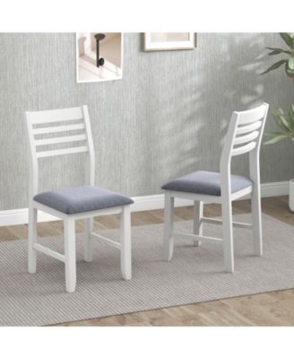 Wooden Dining Chair Set of 2 with Rubber Wood Frame and Padded Cushion