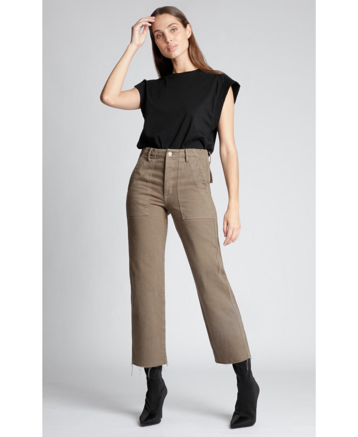 Black Orchid Denim Women's Ashley Patch Pocket Ankle Cargo Jean -khaki