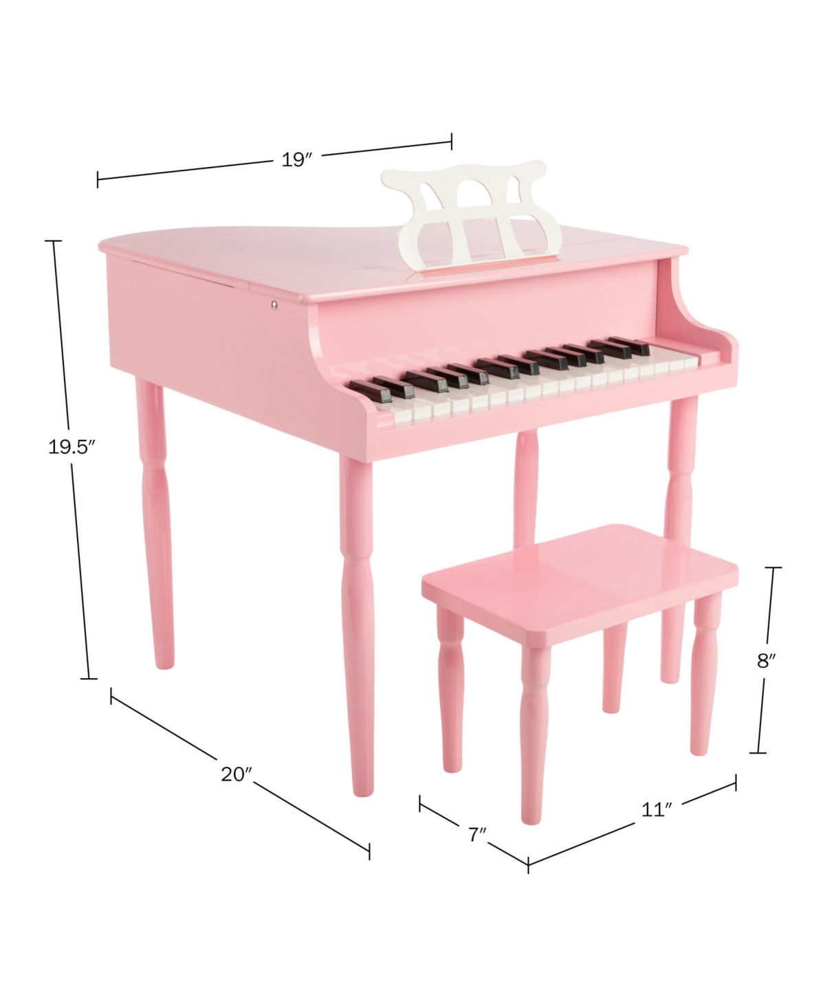 Trademark Global Hey Play 30 Key Mini Grand Piano In Pink