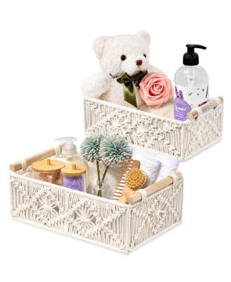 Handmade Paper Rope Storage Baskets Set with Bohemian Design for Household Essentials 2-Pack