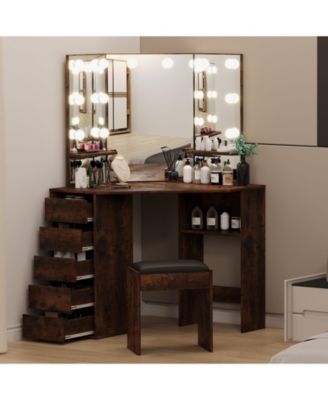 Vanity Desk with Mirror and Lights - Vanity with 3 Lighting Options