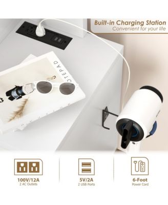 Vanity Desk with Mirror, Makeup Vanity Desk Charging Station,LED Light with 3 Lighting Modes