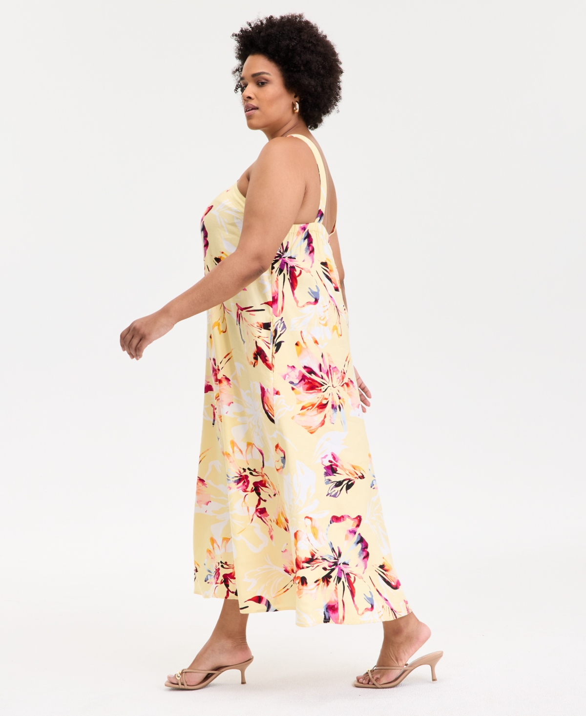 INC INTERNATIONAL CONCEPTS INC PLUS SIZE LINEN-BLEND PRINTED HALTER MAXI DRESS, EXCLUSIVELY AT MACY'S 