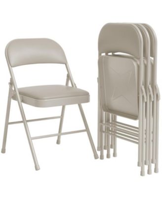 Padded Cushion Folding Chairs Metal Frame 4-Pack
