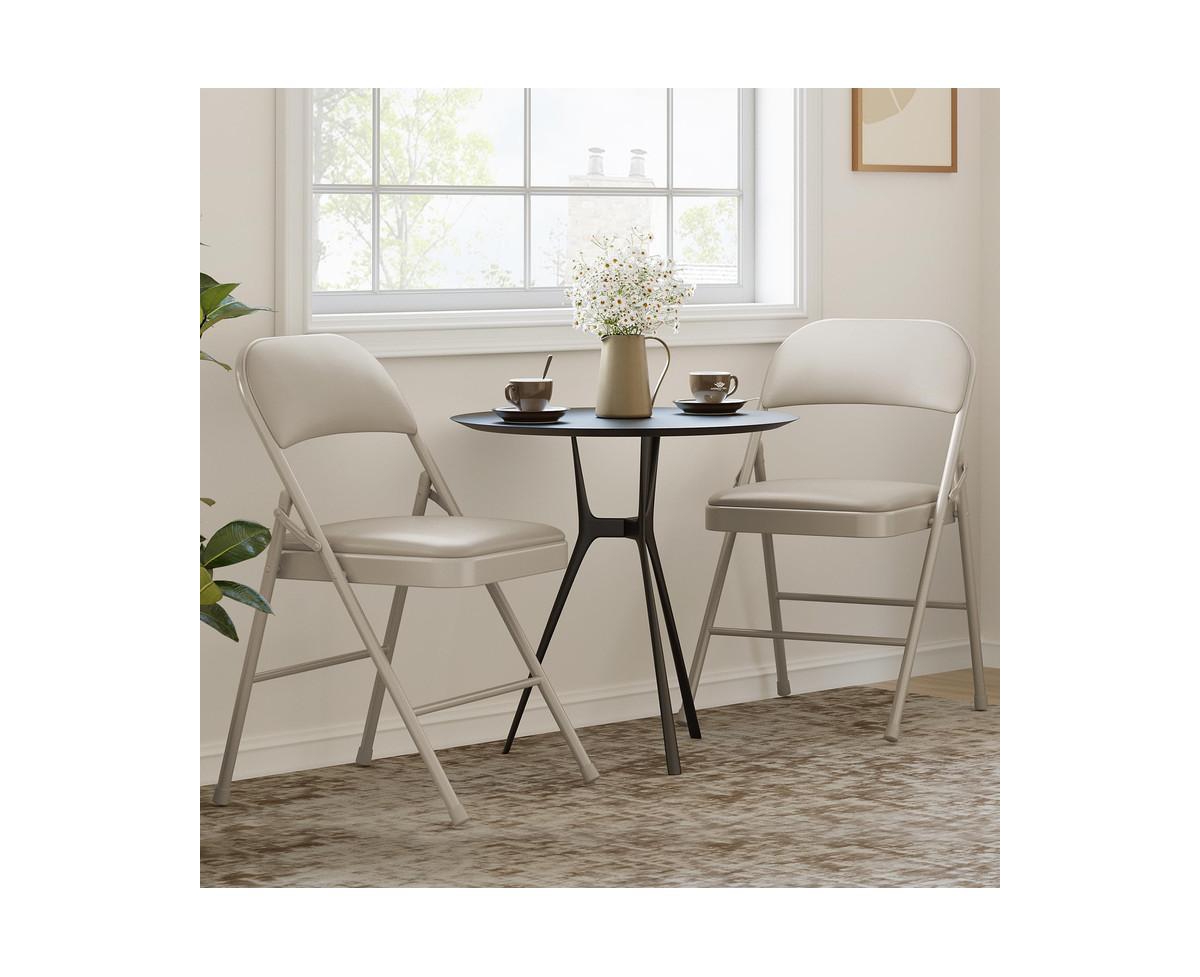gaomon 4 Pack Folding Chairs With Padded Cushion and Back, Folding Chairs for Outside, Foldable Chairs With Metal Frame Hold Up to 350 Lbs, Metal Chai
