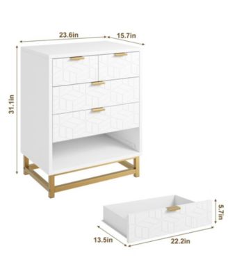 Dresser for Bedroom, 5 Drawer Dresser with Metal Legs, Modern Dresser Chest Organizer with Wide Storage, Chest of Drawers for Bedroom, Living Room, Entryway