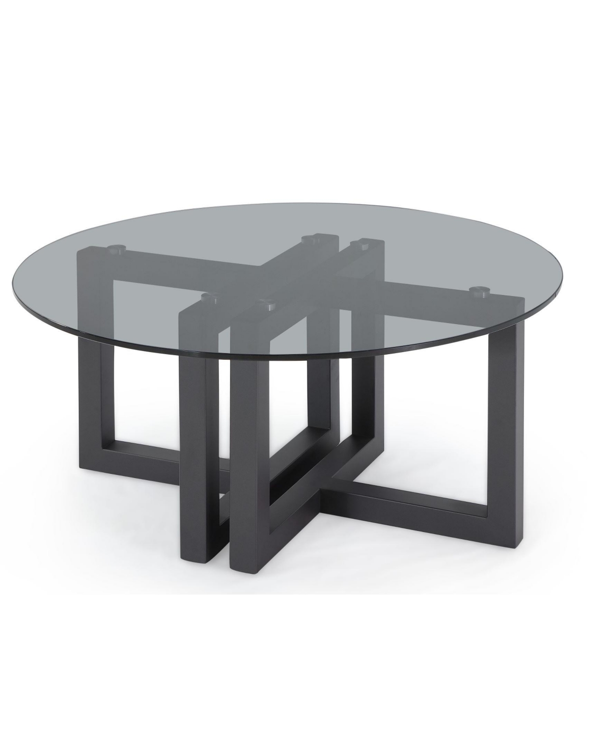 Macy's Emila 38" Round Glass Mix And Match Coffee Table In Smoked Glass,gunmetal