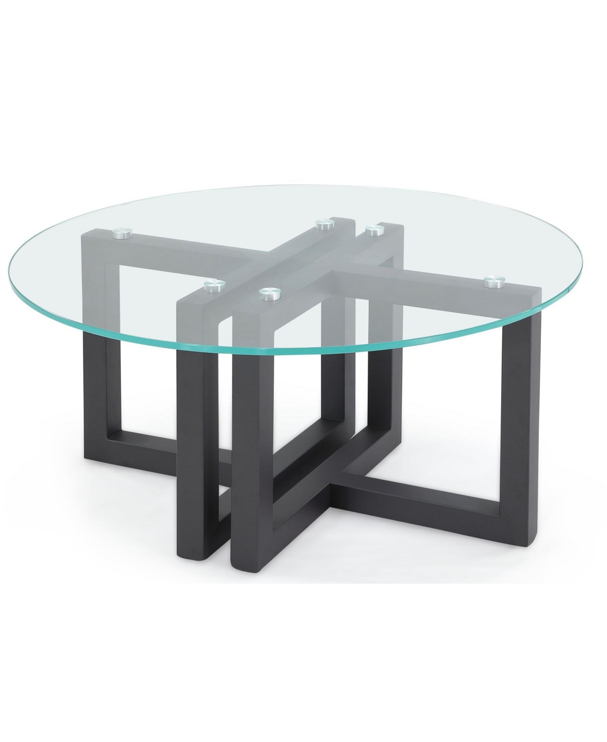 Macy's Emila 38" Round Glass Mix And Match Coffee Table In Clear Glass,gunmetal