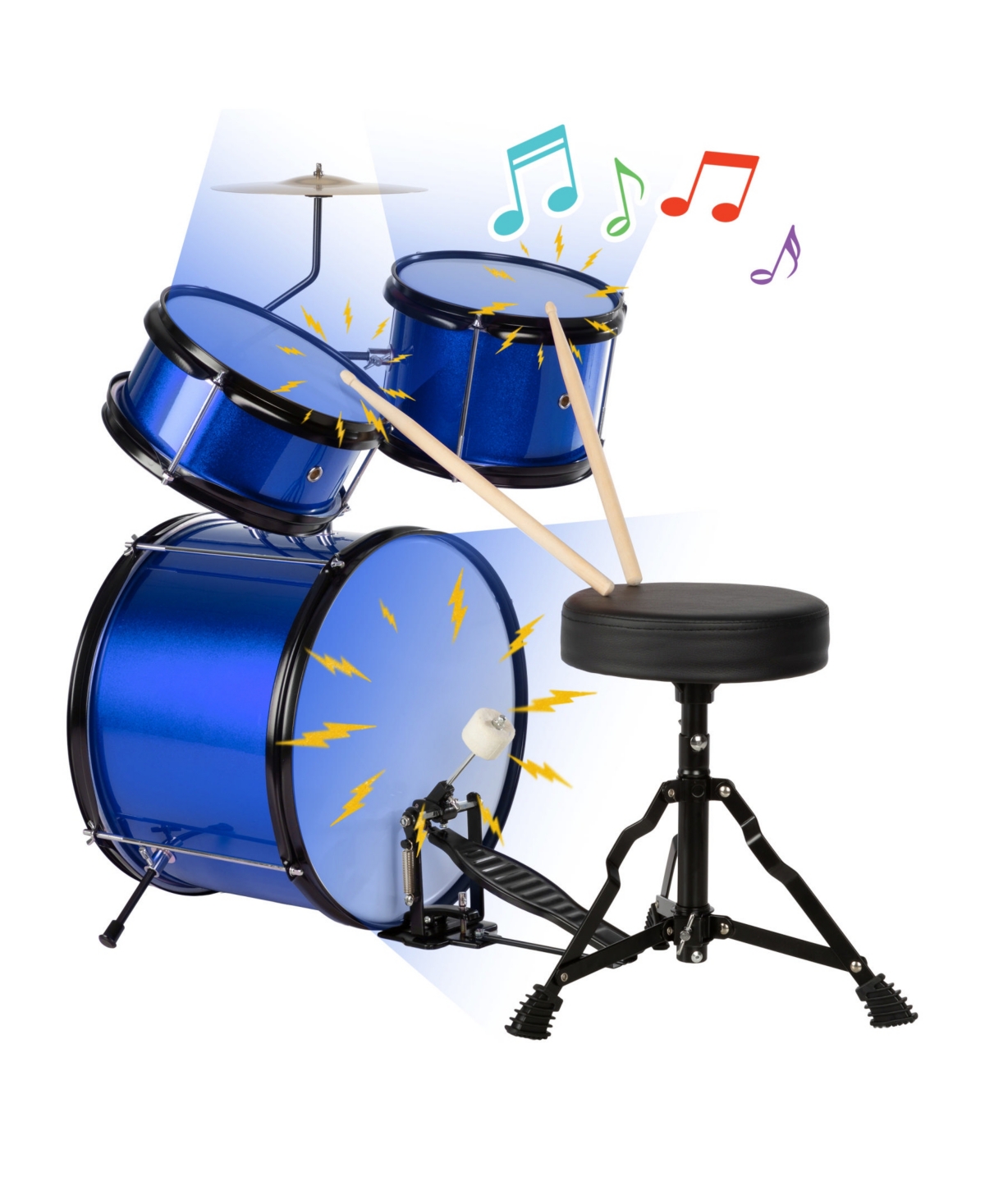 Trademark Global Hey Play 3-piece Beginner Drum Set In Blue